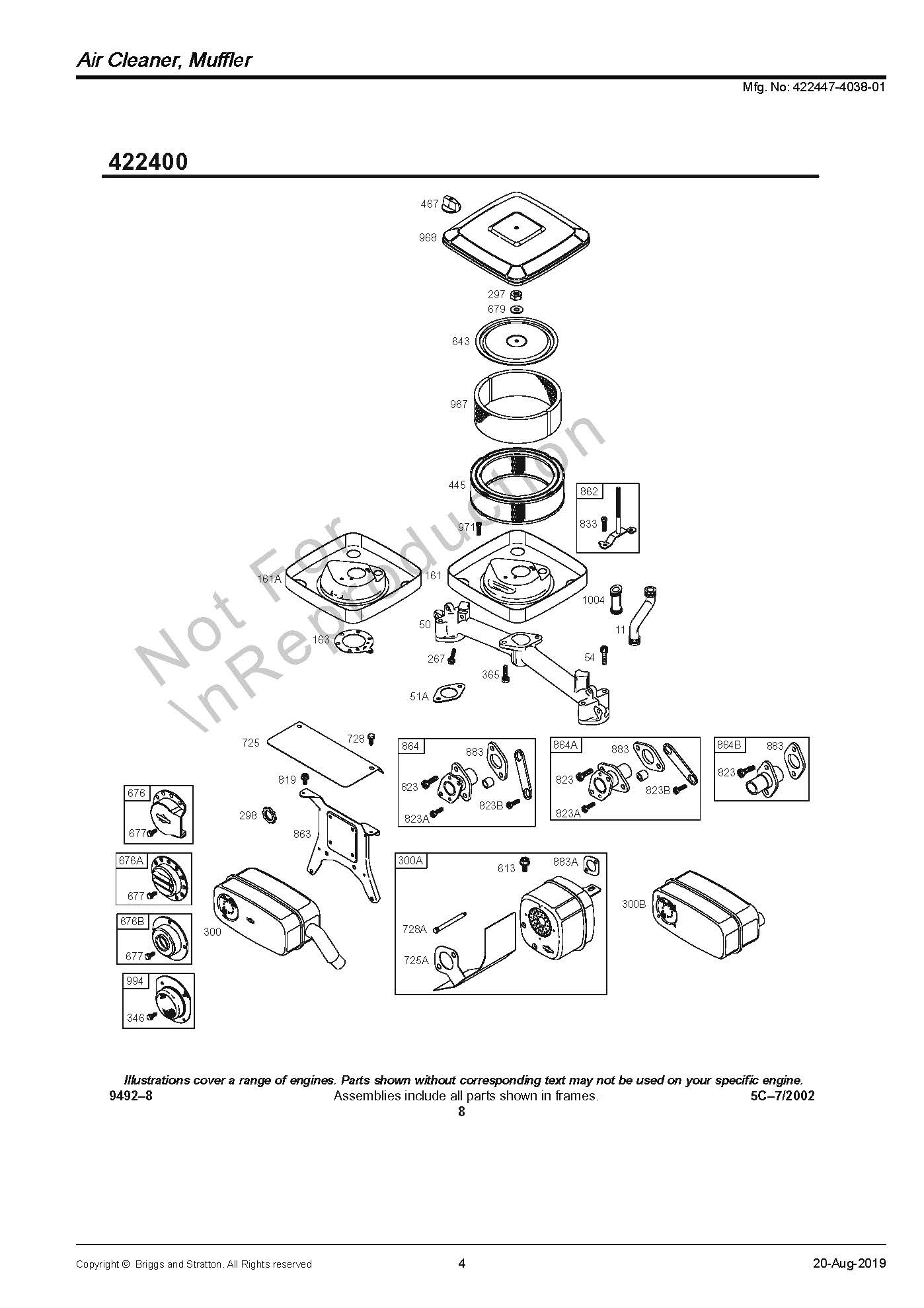 Vue Eclatee Moteur Briggs Et Stratton 5 Hp